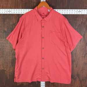 Tommy Bahama Camp Shirt Island‎ Zone Short Sleeve Button Hawaiian Red Men's XL